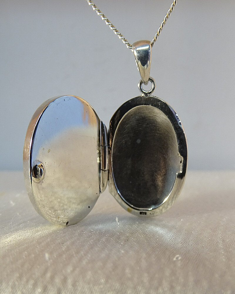Silver Locket For Stone or Resin 22x15 Great Memorial Pendant