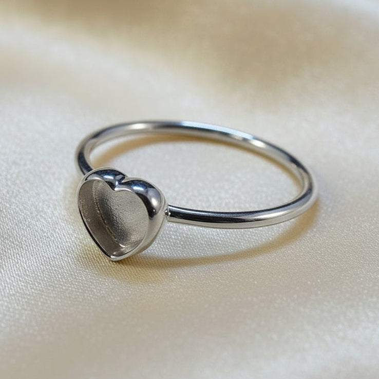 Simple Silver Heart Stacker Ring