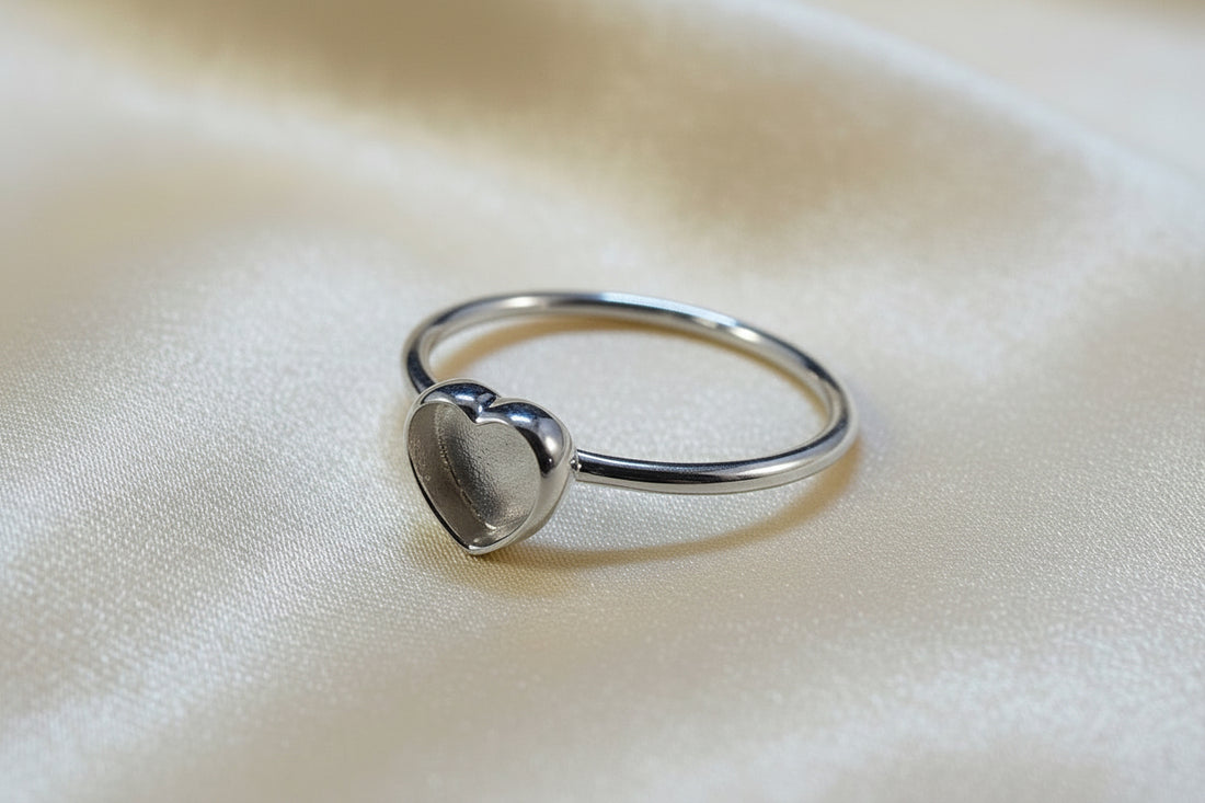 Simple Silver Heart Stacker Ring