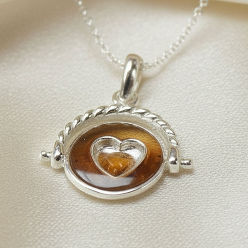 Silver Spinning Fob Pendant With Heart For Resin