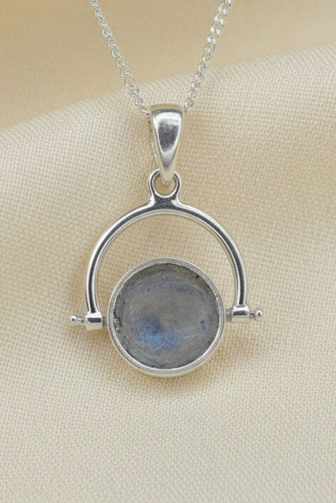 Solid silver fob pendant setting to take two 10mm cabochons