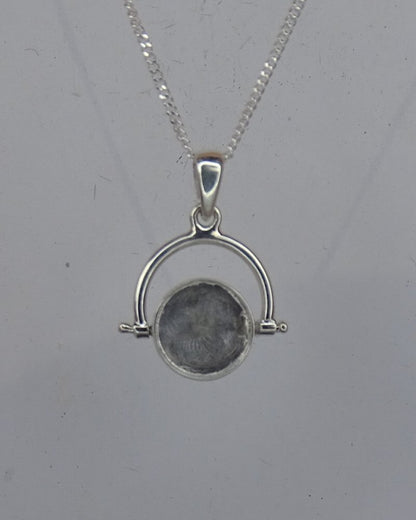 Solid silver  fob pendant setting to take two 10mm cabochons