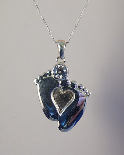 Footprints Pendant with CZ For Resin