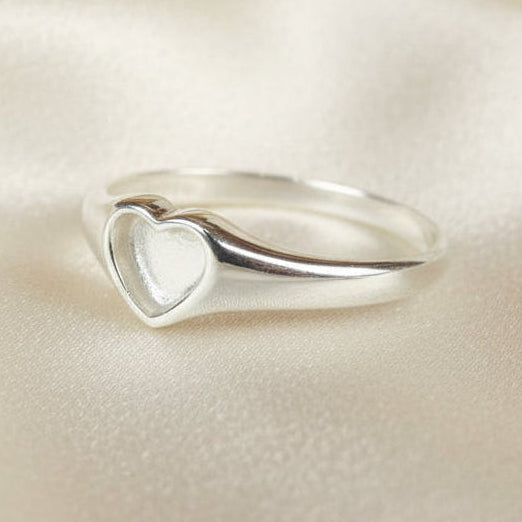 Ladies silver heart ring mount Suitable For Resin