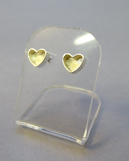 Small 9CT GOLD Heart Studs Suitable For Resin Or Cut Your Own Stones
