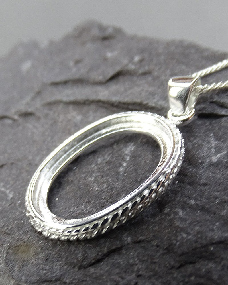 Solid Silver Double Rope Pendant Mounts For Cabochons