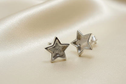 Solid Silver Star Stud Earrings Settings Suitable For Resin