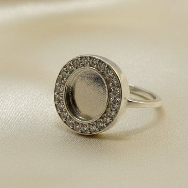 Stunning Silver Ring To Fit 10X8 With CZ Surround