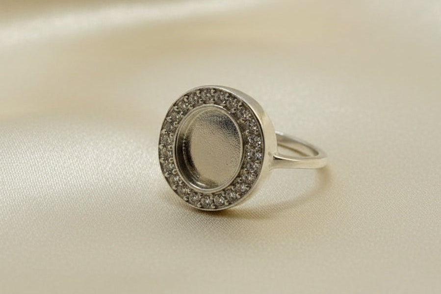 Stunning Silver Ring To Fit 10X8 With CZ Surround