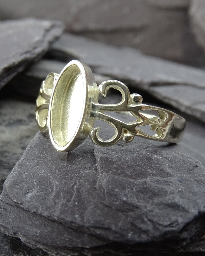 Solid Silver Marquise Style Ring Blank
