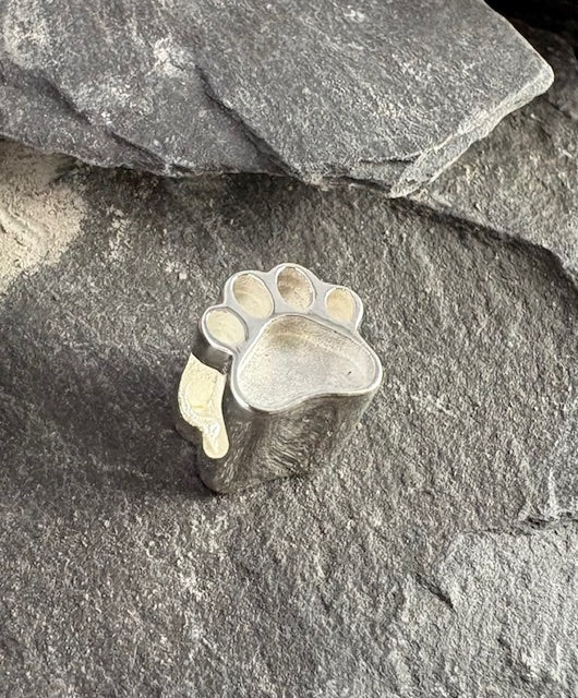 Solid Silver Dog Paw Charm memorial Bangle Bead