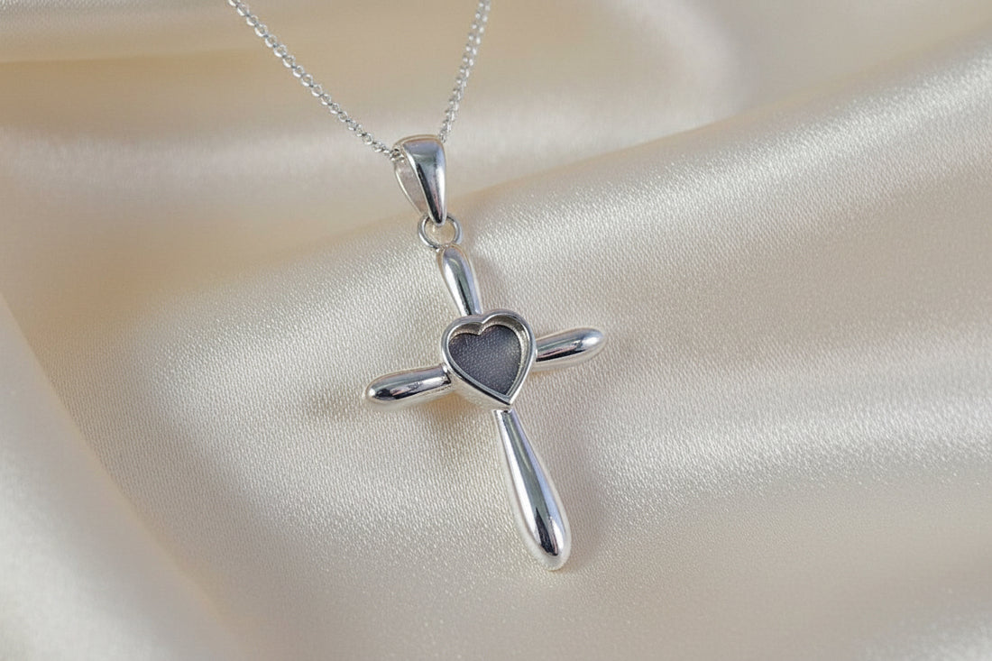 Silver Heart Cross Setting For Stones Or Resin