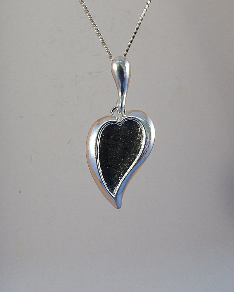 Solid Silver Stylish Heart Pendant Setting For Resin