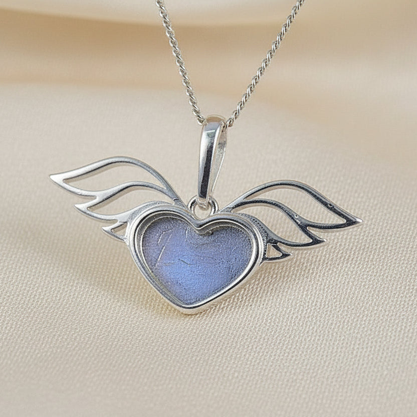 silver winged heart pendant unset