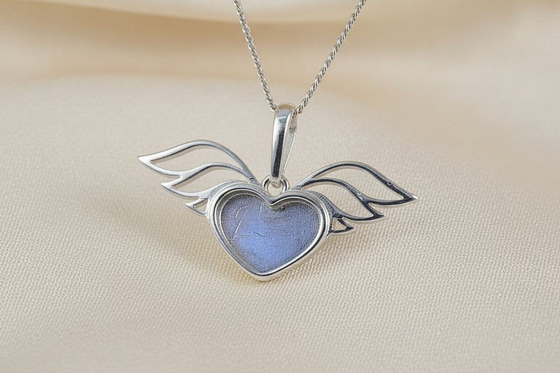 silver winged heart pendant unset