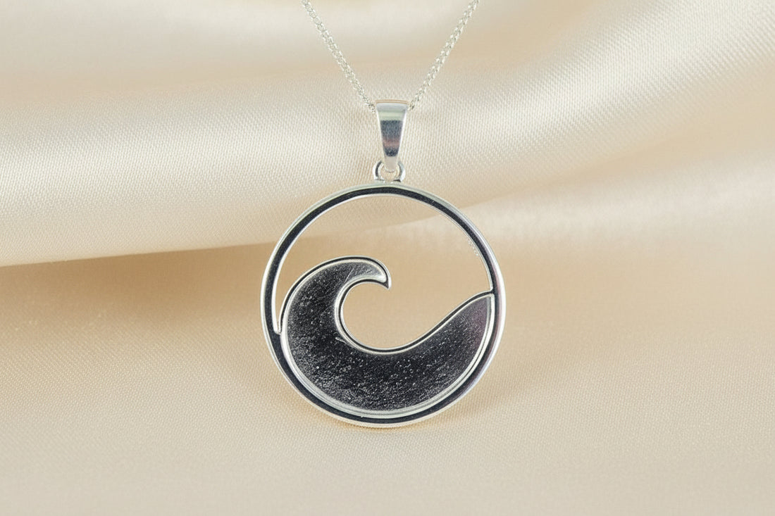 Solid Silver Ocean Wave Pendant For Resin
