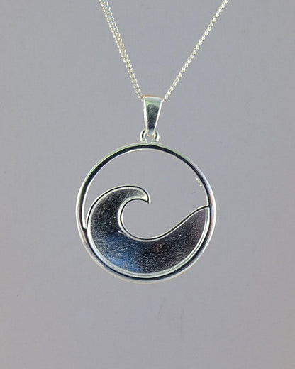 Solid Silver Ocean Wave Pendant For Resin