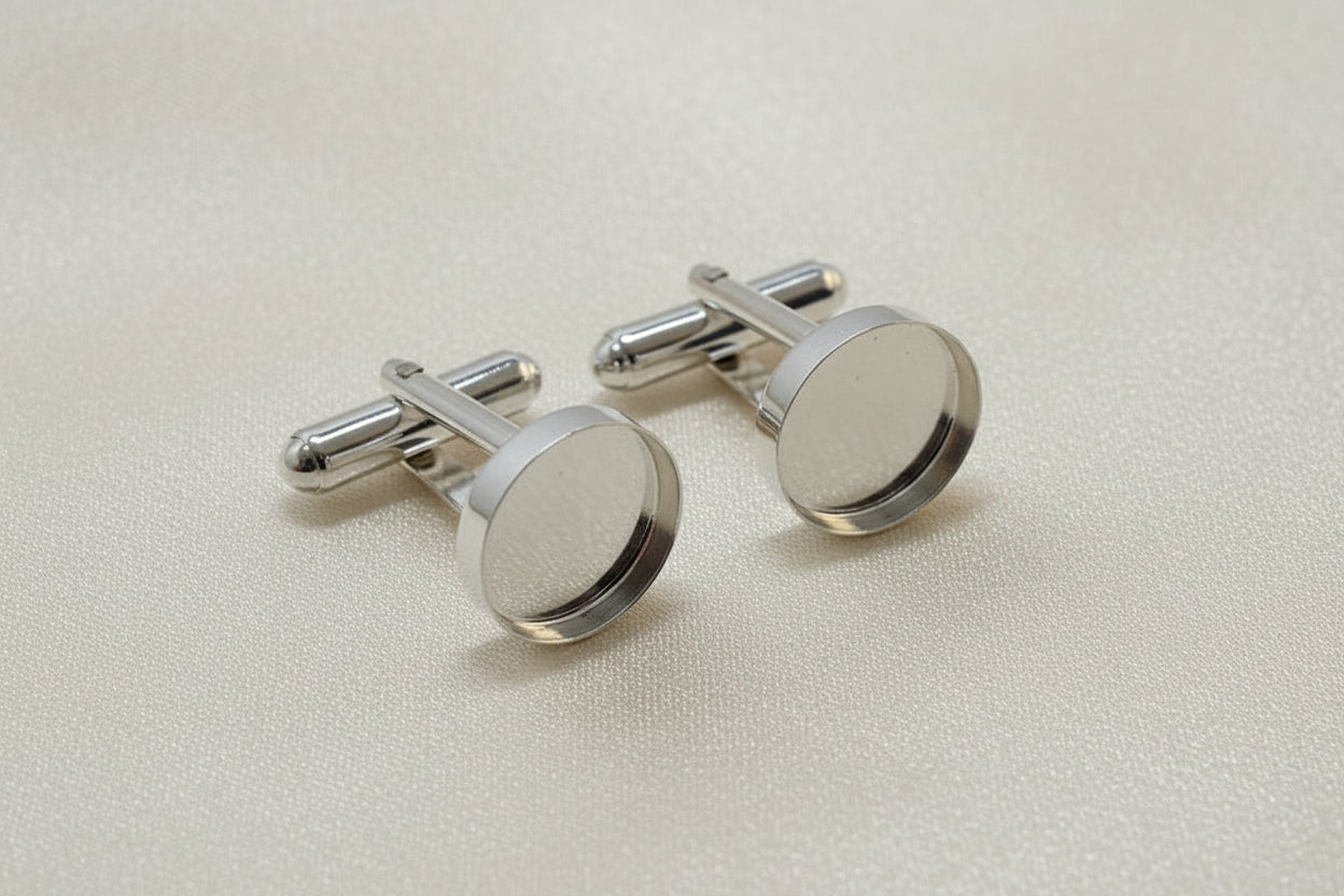 Solid Silver Cufflinks For Approx 12MM Cabochon