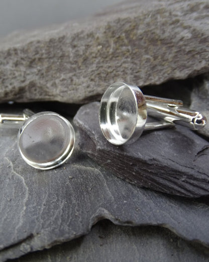 Solid Silver Cufflinks For Approx 12MM Cabochon