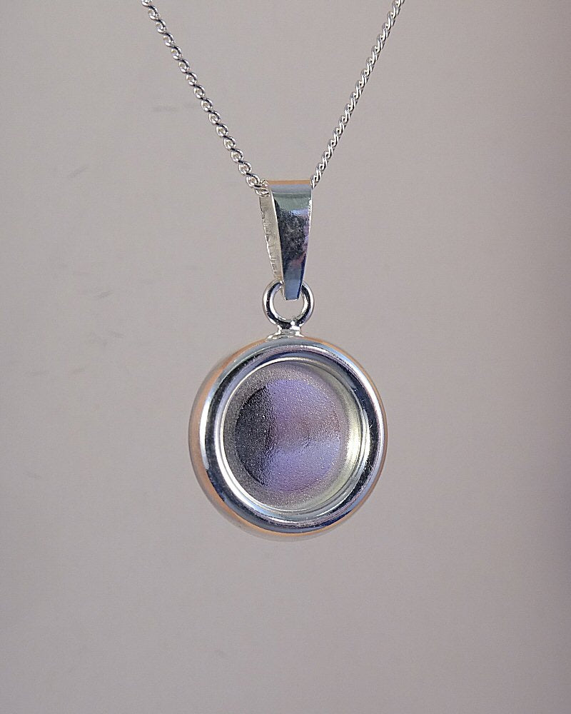 Solid silver 10mm Solid Back Pendant Blank