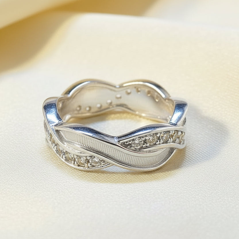 Solid Silver Entwinned CZ Ring for resin