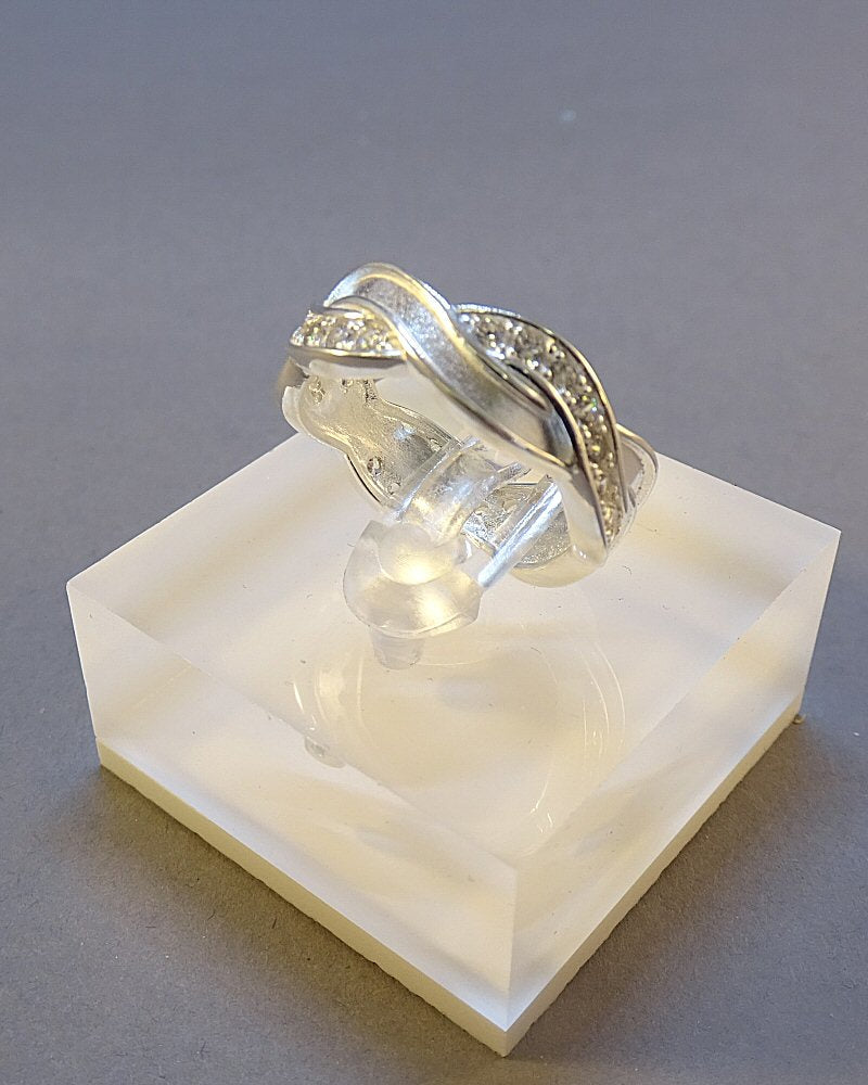 Solid Silver Entwinned resin and CZ Ring