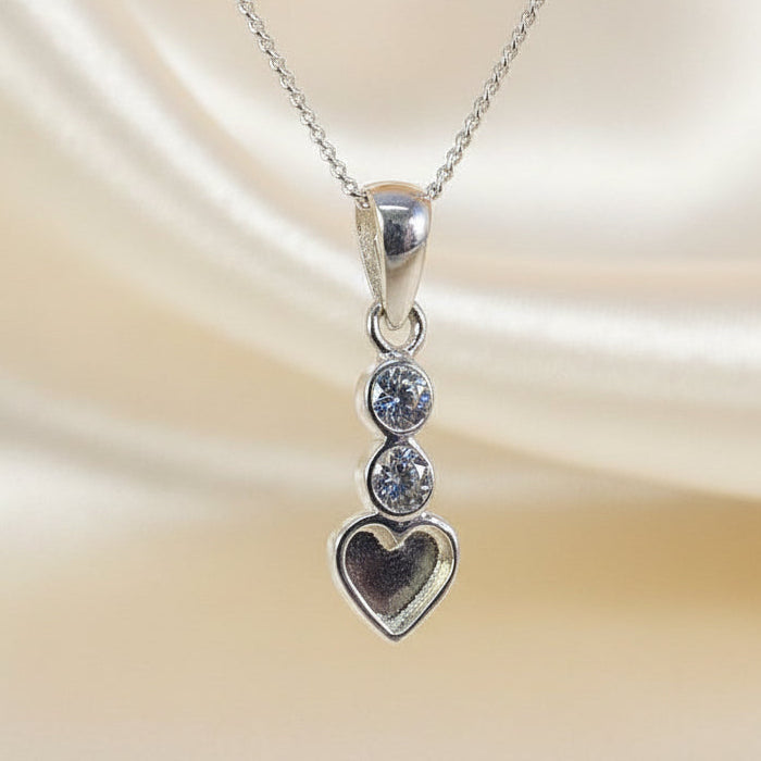 dainty heart and cz pendant mount