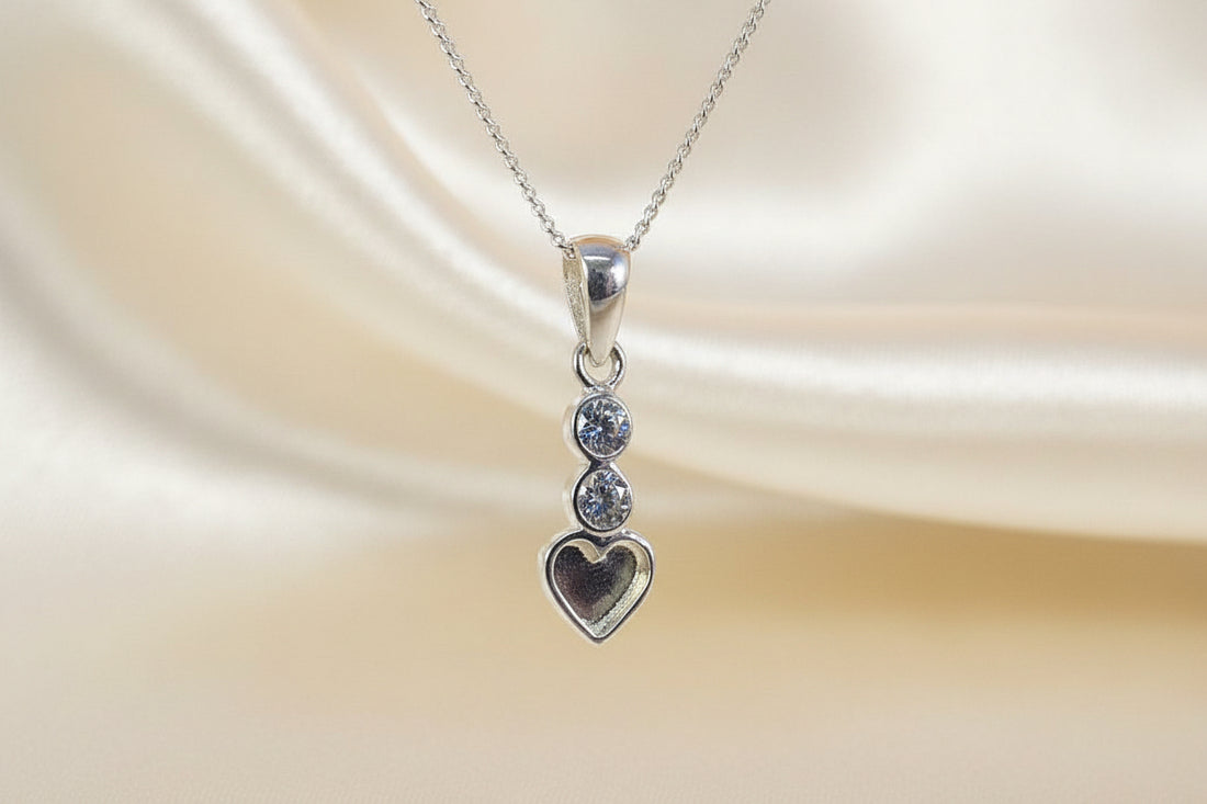 dainty heart and cz pendant mount