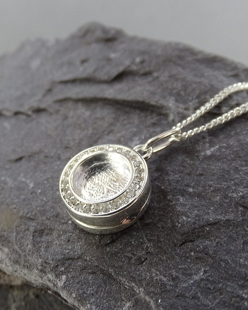 Small round solid silver locket for resin or cabochon