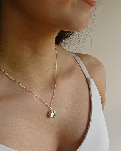 Small round solid silver locket for resin or cabochon