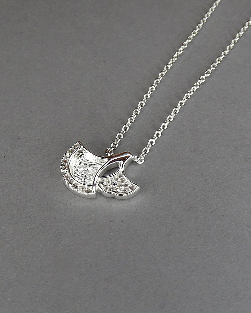Solid Silver Fan Style Pendant with CZ Suitable For Resin