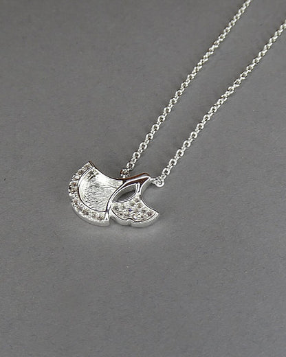 Solid Silver Fan Style Pendant with CZ Suitable For Resin