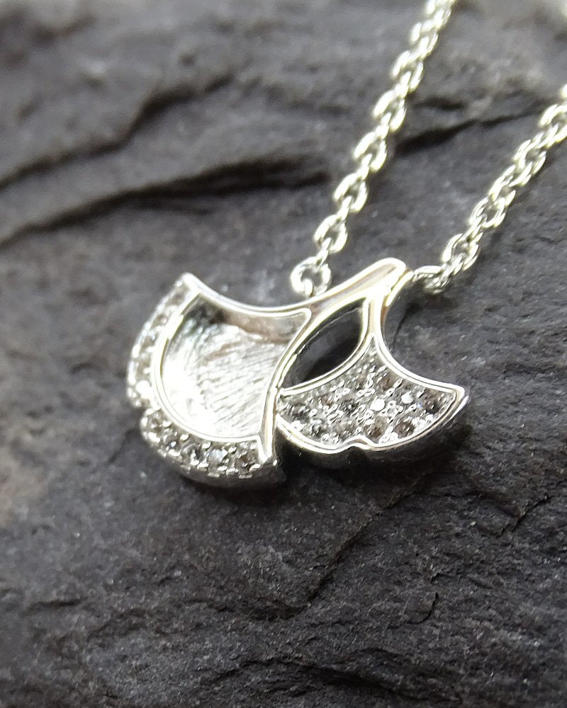 Solid Silver Fan Style Pendant with CZ Suitable For Resin