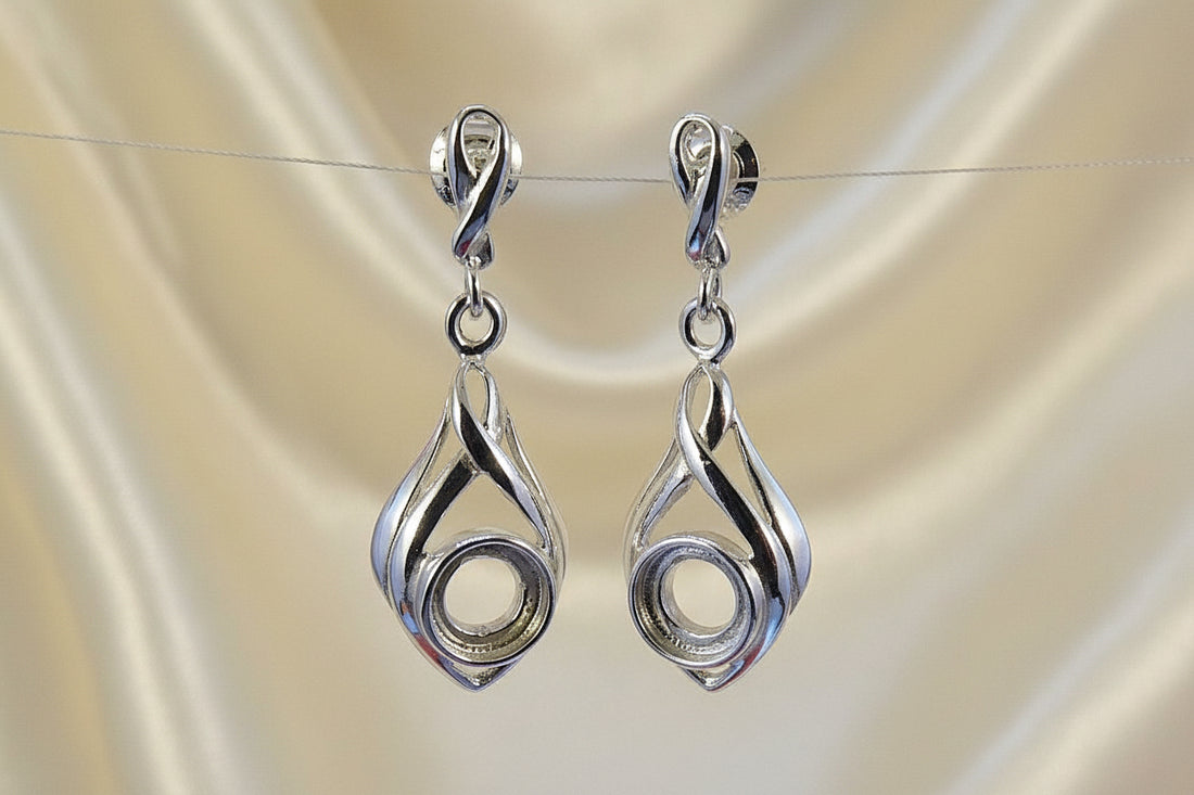 Silver Drop Earring Mounts To Fit 6mm Stones