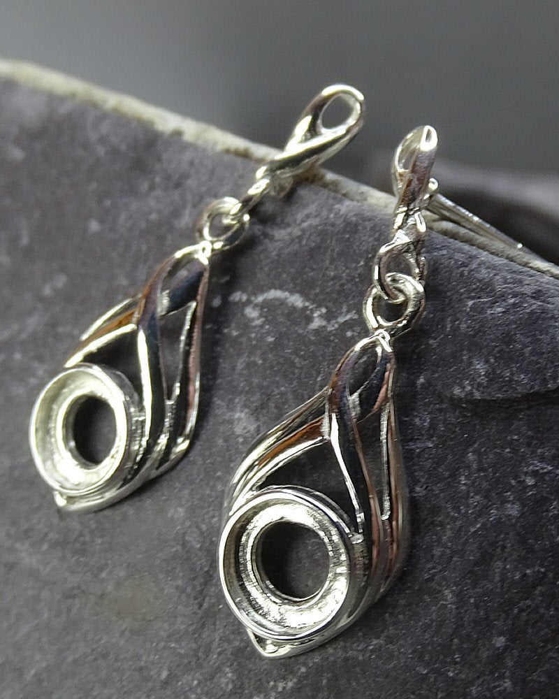 Silver Drop Earring Mounts To Fit 6mm Stones