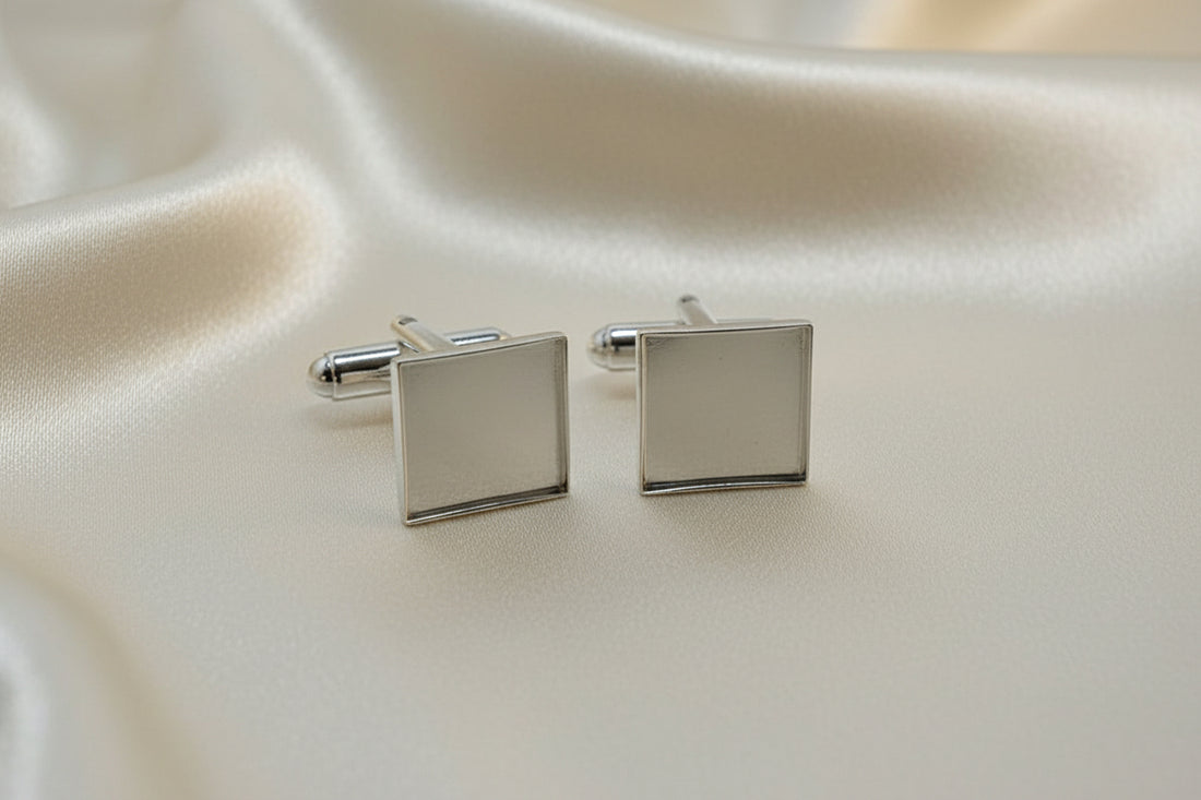 Solid Silver Cufflink For 12mm Square Suitable For Resin
