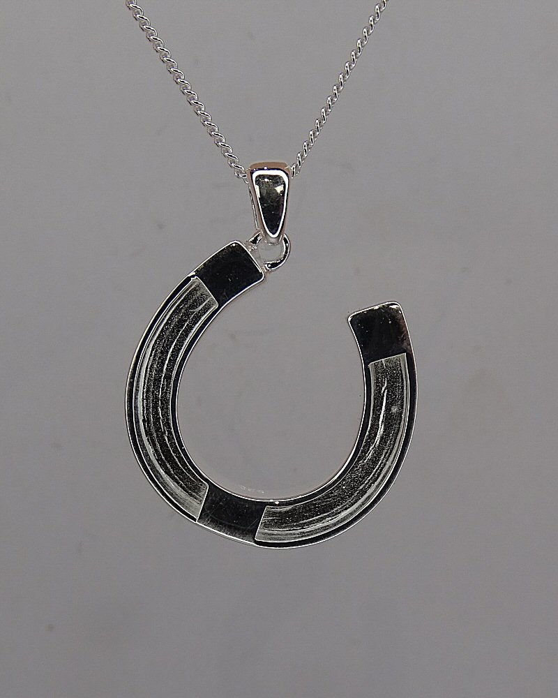 Silver equestrian  Horse Shoe Pendant blank made for Horse Hair
