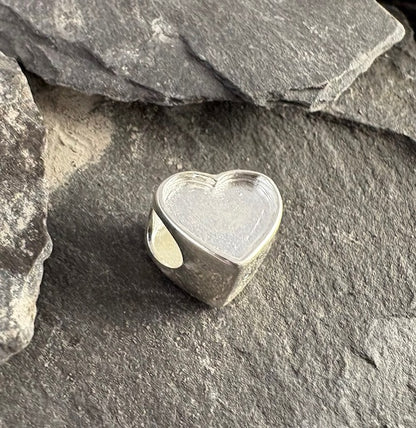 Silver Heart Charm Setting For Bangle Suitable for Memorial  Resin