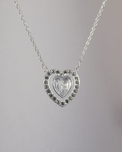 Solid Silver Double Heart Necklace  With CZ Perfect For Resin