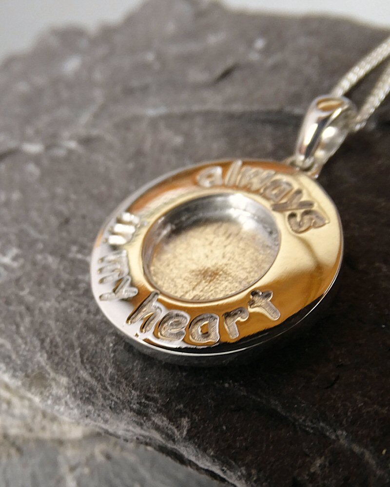 Silver Always In My Heart Memorial pendant For 10mm Or Resin