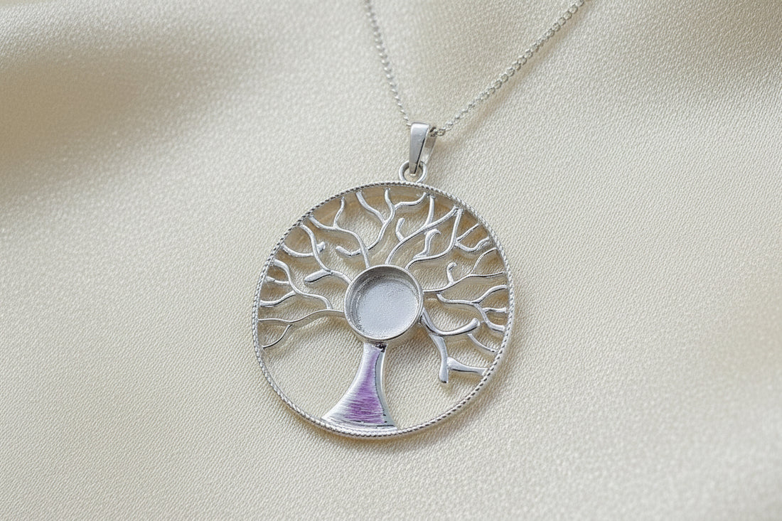 unset silver tree of life pendant