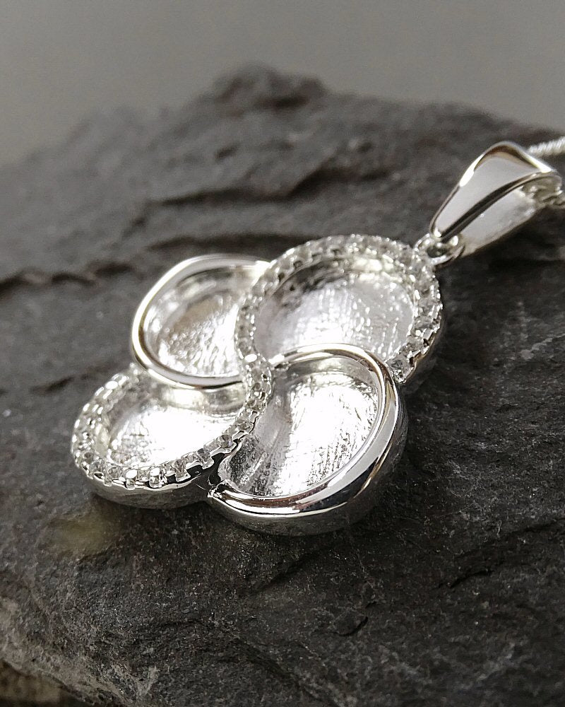 Solid Silver Double Infinity Pendant With CZ Perfect For resin