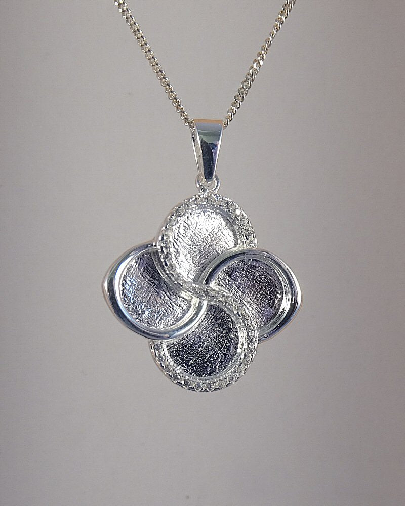 Solid Silver Double Infinity Pendant With CZ Perfect For resin