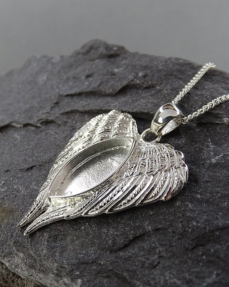 Silver Angel Wings Memorial pendant