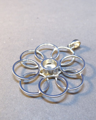 Solid Silver Multi Circle Pendant to fit 6mm