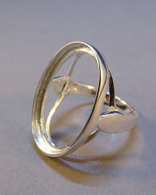 Plain Edge Silver Ring Setting For Cabochon Size 25x18