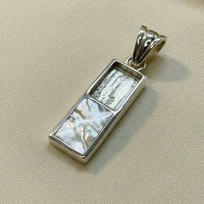 Solid Silver Oblong Pendant With m.o.p And Place For Stone Or Resin
