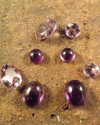 Amethyst Cabochons and Facetted