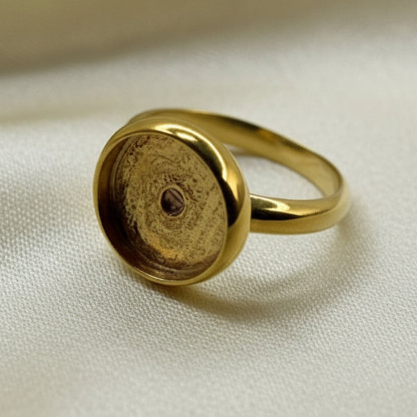 Solid Gold Simple Ring Blank Suitable For Resin Or Cabochon
