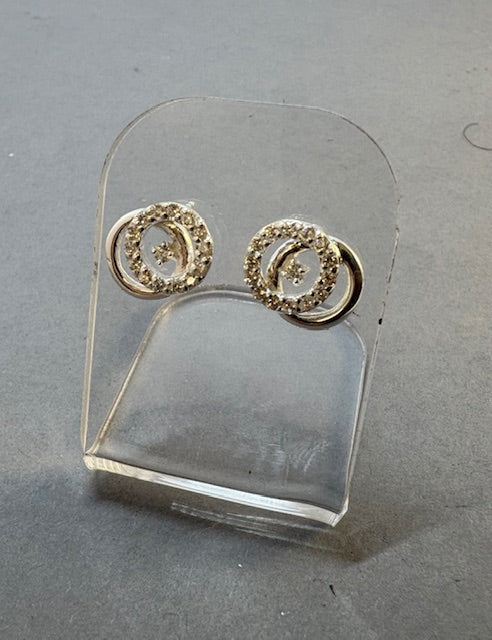 SILVER DOUBLE CIRCLE SILVER STUD EARRINGS